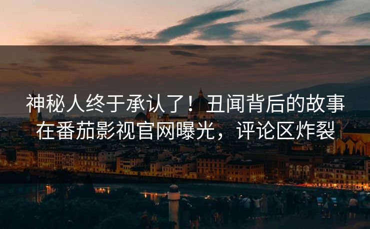 神秘人终于承认了！丑闻背后的故事在番茄影视官网曝光，评论区炸裂