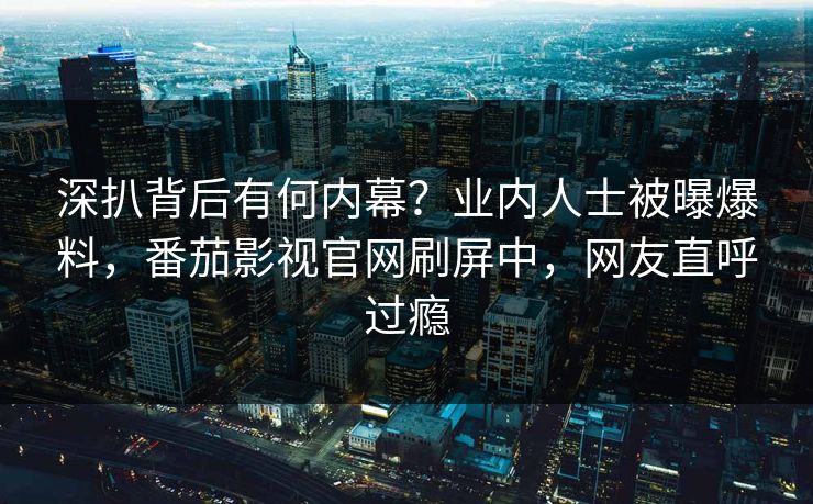 深扒背后有何内幕？业内人士被曝爆料，番茄影视官网刷屏中，网友直呼过瘾