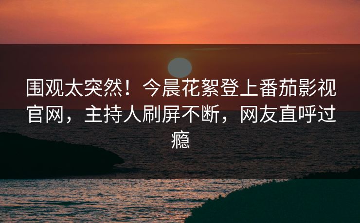 围观太突然！今晨花絮登上番茄影视官网，主持人刷屏不断，网友直呼过瘾