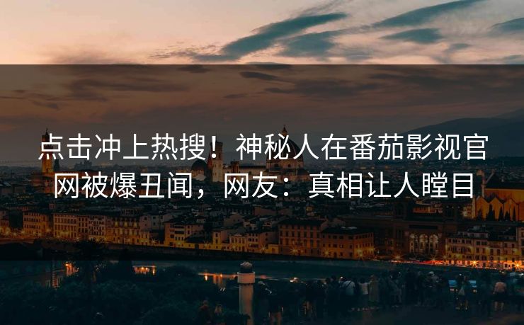 点击冲上热搜！神秘人在番茄影视官网被爆丑闻，网友：真相让人瞠目